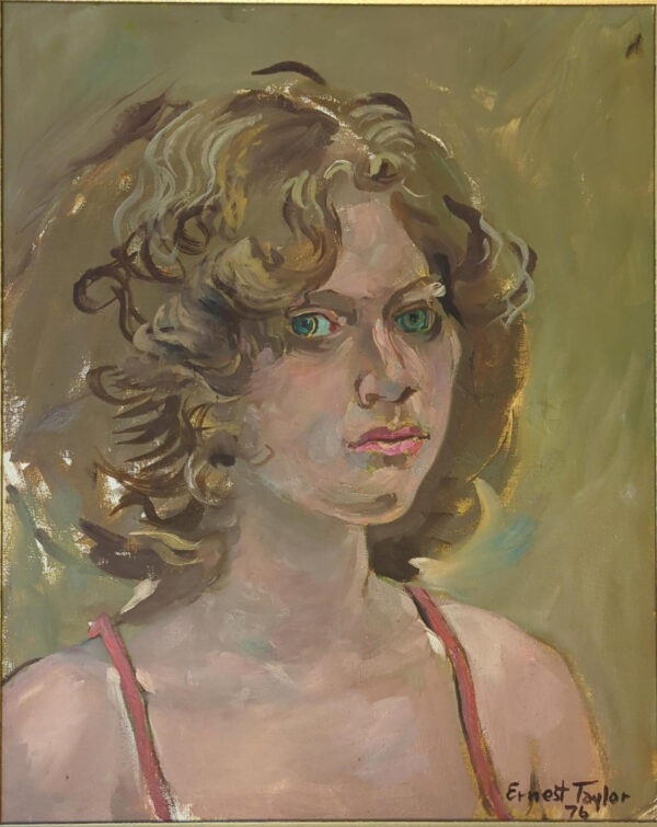 Portrait of a Blonde Green Eyed Woman