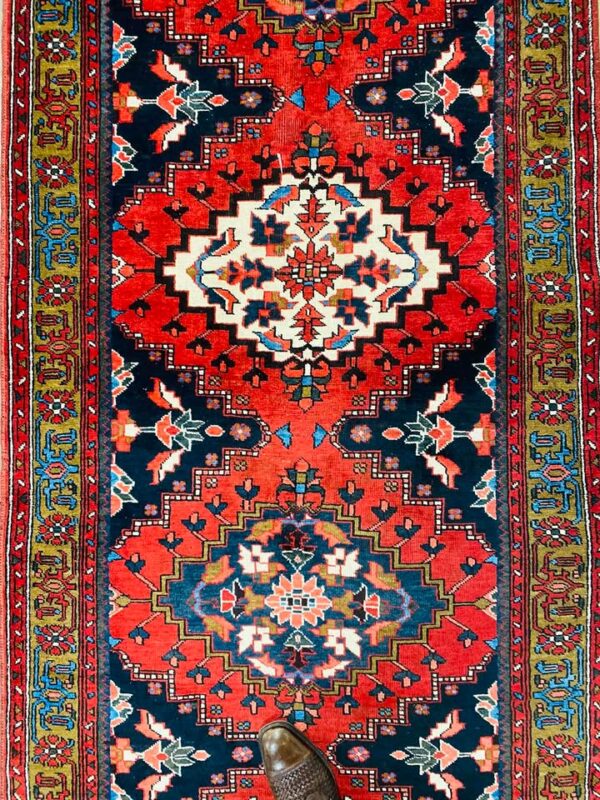 Origin "Gharajeh" Hand Knotted Persian Rug Geometric Shapes 11'3" X 3'7"