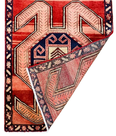 Origin "Ardebil" Hand Knotted Sheep Wool Persian Rug with Geometric Pattern 9'11" X 3'1"