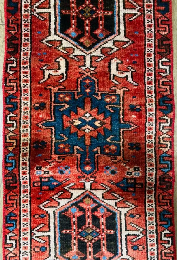 Origin "Gharajeh" Hand Knotted Sheep Wool Persian Rug with Geometric Pattern 5'1" X 1'6"