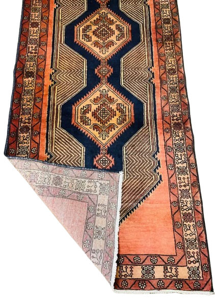 Origin "Ardebil" Hand Knotted Persian Rug with Geometric Pattern 13'2" X 3'9"