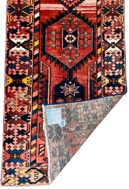 Origin "Zanjan" Hand Knotted Sheep Wool Persian Rug with Geometric Patterns 9'8" X 3"