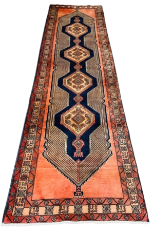 Origin "Ardebil" Hand Knotted Persian Rug with Geometric Pattern 13'2" X 3'9"