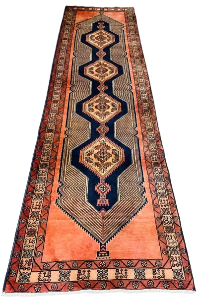 Origin "Ardebil" Hand Knotted Persian Rug with Geometric Pattern 13'2" X 3'9"