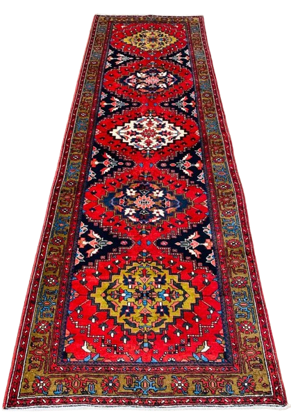 Origin "Gharajeh" Hand Knotted Persian Rug Geometric Shapes 11'3" X 3'7"
