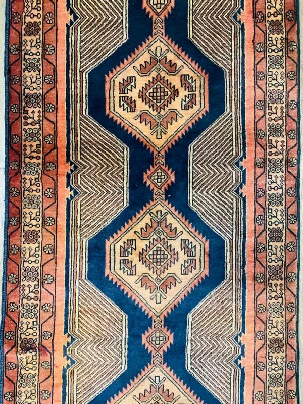 Origin "Ardebil" Hand Knotted Persian Rug with Geometric Pattern 13'2" X 3'9"