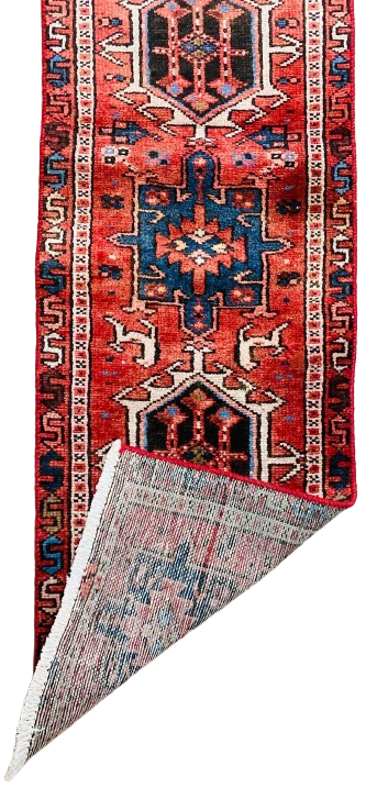 Origin "Gharajeh" Hand Knotted Sheep Wool Persian Rug with Geometric Pattern 5'1" X 1'6"
