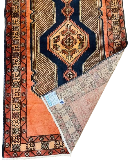 Origin "Ardebil" Hand Knotted Persian Rug with Geometric Pattern 13'2" X 3'9"