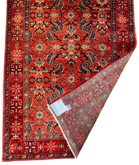 Origin "Azarbayjan" Hand Knotted Sheep Wool Persian Rug with Geometric and Floral Patterns 10'7" X 3'8"