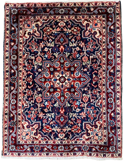 Origin "Hamedan" Hand Knotted Sheep Wool Persian Rug with Floral Pattern 2'11" X 2'2"