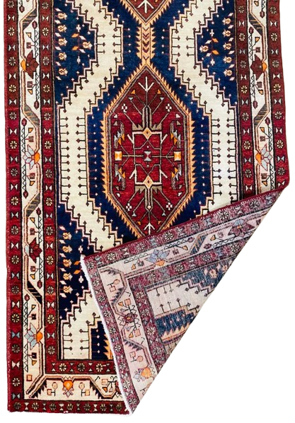 Origin "Ardebil" Hand Knotted Sheep Wool Persian Rug Natural Dyes Geometric Pattern 13'8" X 3'5"