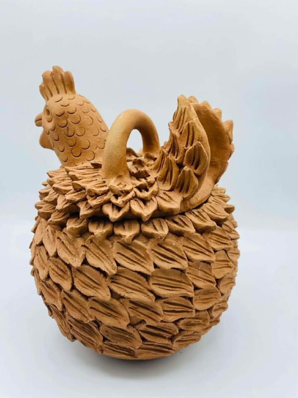 Handcrafted Terracotta Folk Art Style Studio Pottery Chicken Jar