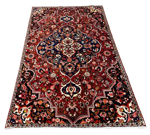 Origin "Bakhtiyar" Persian Tribal Rug Hand Knotted Natural Dyes with Geometric Floral Patterns 8'5" X 5'
