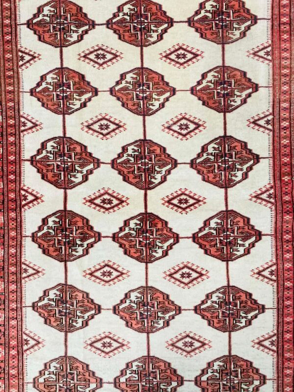 Origin "Turkmen" Persian Tribal Rug Hand Knotted Natural Dyes with Repeating Geometric Patterns 5'4" X 3'10"