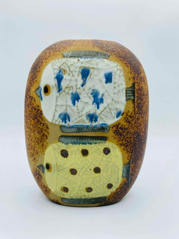 Vintage Japanese Studio Pottery Fish Vase