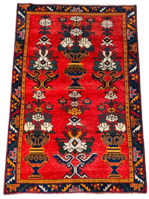Origin "Shiraz" Persian Rug Hand Knotted Natural Dyes Featuring a traditional Vase or Tree of life design 4'10" X 3'2"