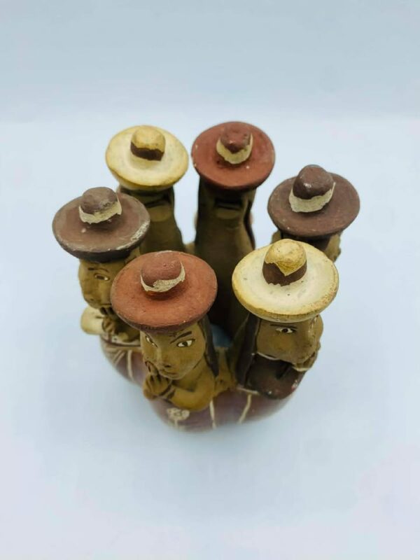 Peruvian Folk Art "Gossiping Women" Terra Cotta Clay Whistle