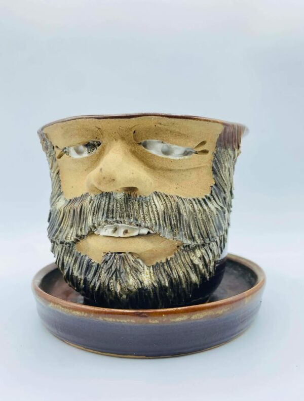 1982 Handcrafted Signed "Leishman" Studio Pottery Planter and Drip Tray