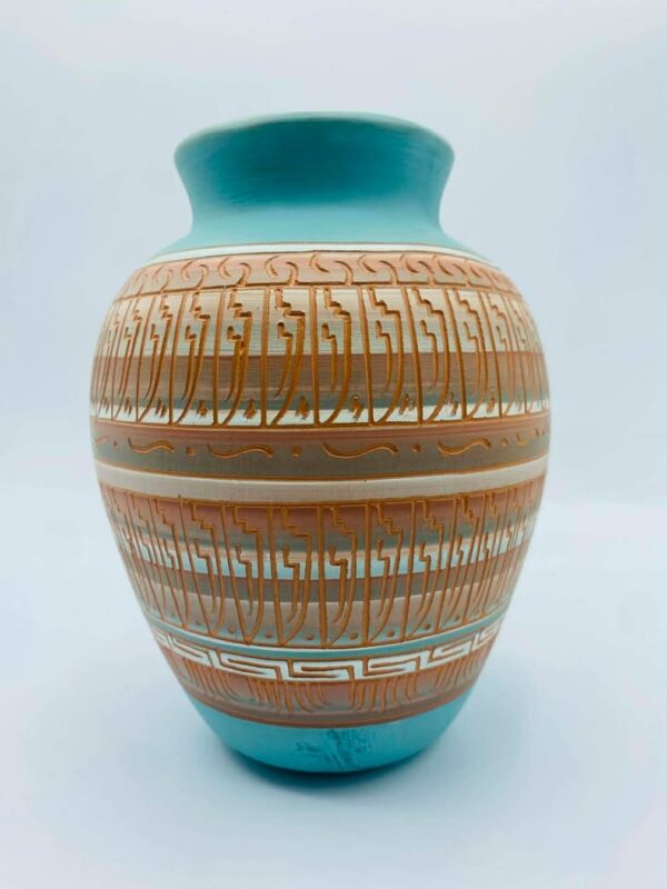 Native American Navajo pottery Vase Signed "Ron J"