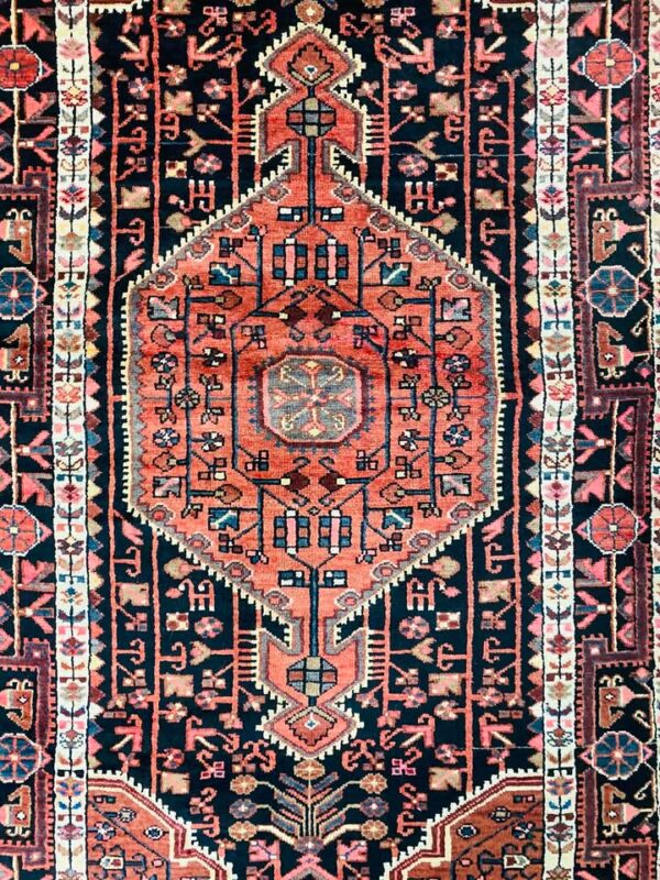 Origin "Nahavand" Persian Tribal Rug Hand Knotted Natural Dyes with Geometric Patterns 6'5" X 3'6"