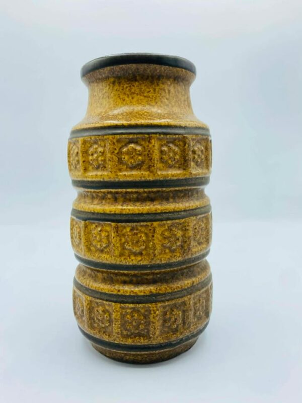 1960s-1970s West Germany Pottery By Bay Keramik Vase with Six Leaf Pattern