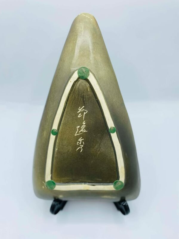 Mid Century Inspired Hand‑Painted Triangular Ceramic Dish Abstract Face Design by Zheng Ruixiu