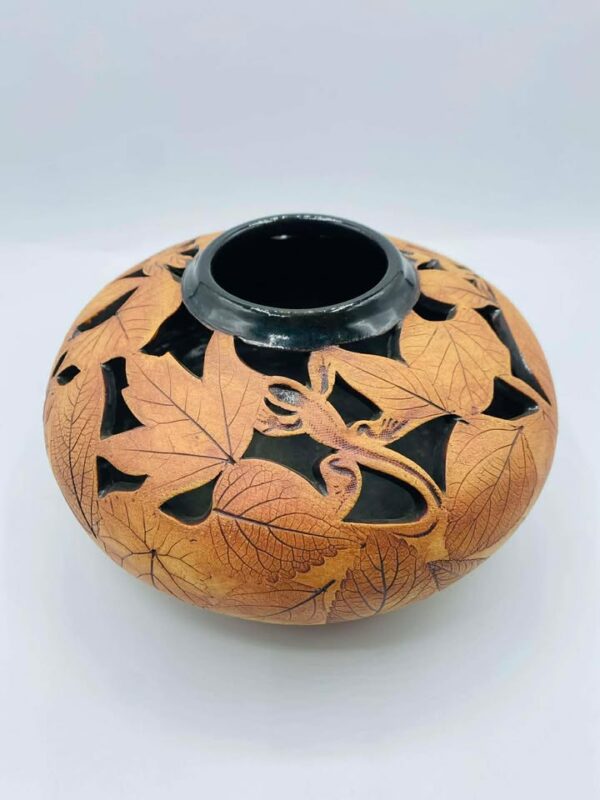 Vintage Meyer Malabar Pottery Leaf Imprint Vase