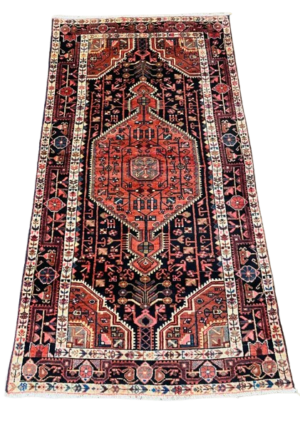Origin "Nahavand" Persian Tribal Rug Hand Knotted Natural Dyes with Geometric Patterns 6'5" X 3'6"