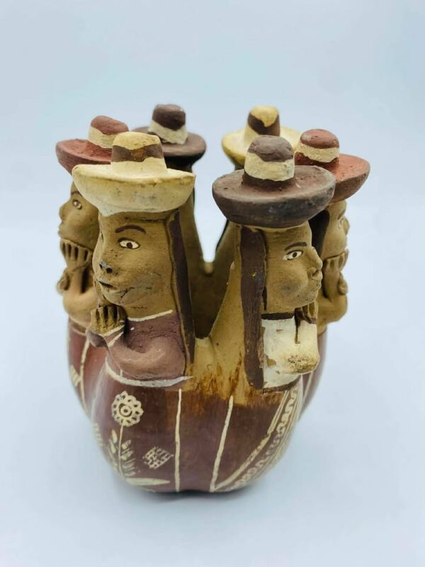 Peruvian Folk Art "Gossiping Women" Terra Cotta Clay Whistle