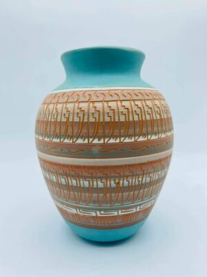 Native American Navajo pottery Vase Signed "Ron J"