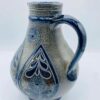 Early German Westerwald Salt Glazed Stoneware Pottery Signed Pitcher/Jug