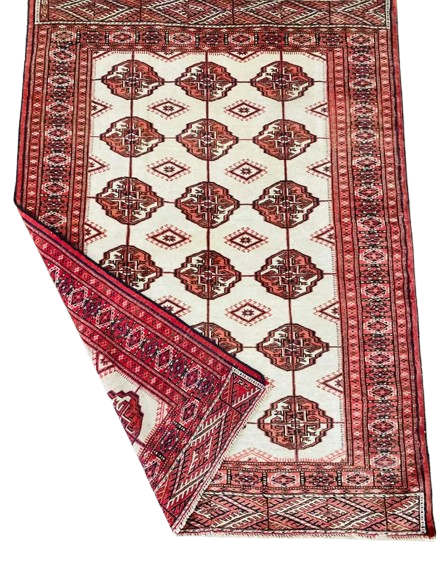 Origin "Turkmen" Persian Tribal Rug Hand Knotted Natural Dyes with Repeating Geometric Patterns 5'4" X 3'10"