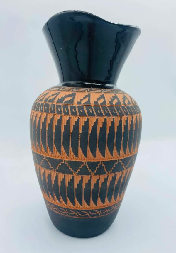 Signed "C. Smith" Native American Navajo Etched Pottery Vase