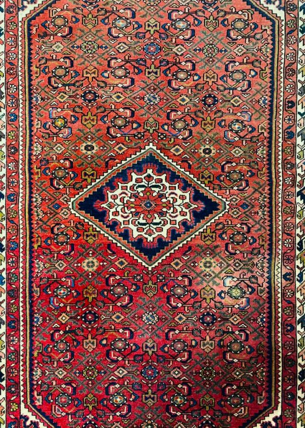 Origin "Hamedan" Hosein Abad Persian Tribal Rug Hand Knotted Natural Dyes with Geometric Floral Patterns 7'3" X 4'8"