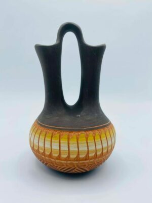 2000 Signed C. Billy (Diné) Navajo Hand‑Carved Wedding Vase