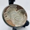 1972 signed "LSchinko" Hand-painted Sgraffito Abstract Bird Motif Pottery Dish