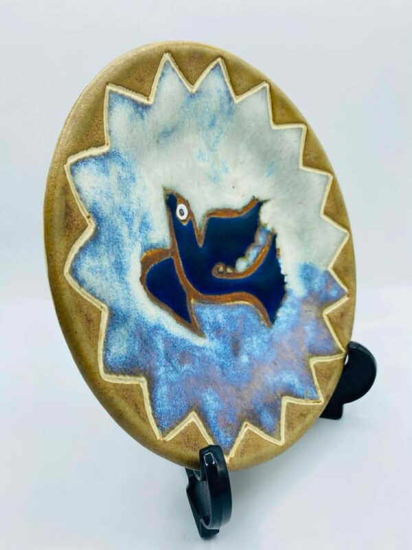 Signed Studio Art Pottery Folk Art Ceramic Plate