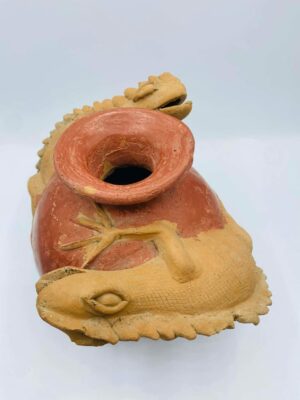 Vintage Mexican Terracotta Lizards Pottery Vase