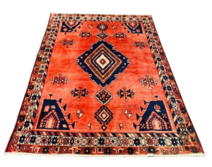 Origin "Sirjan" Persian Tribal Rug Hand Knotted Natural Dyes with Geometric Patterns 7'1" X 5'