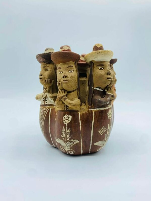 Peruvian Folk Art "Gossiping Women" Terra Cotta Clay Whistle