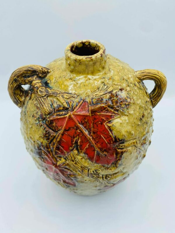 Mid Century Modern Fat Lava West Germany Pottery Textured Vase