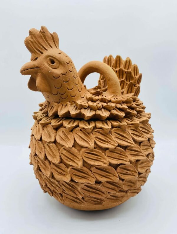 Handcrafted Terracotta Folk Art Style Studio Pottery Chicken Jar