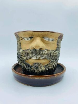 1982 Handcrafted Signed "Leishman" Studio Pottery Planter and Drip Tray