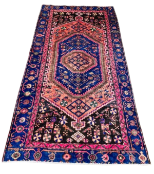 Origin "Zanjan" Persian Tribal Rug Hand Knotted Natural Dyes with Geometric/Floral Patterns 7'4" X 4'10"