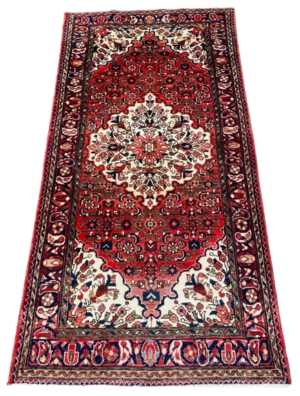 Origin "Liliyan" Persian Tribal Rug Hand Knotted Natural Dyes with Central Medallion and Floral/Geometric Patterns 6'8" X 3'5"