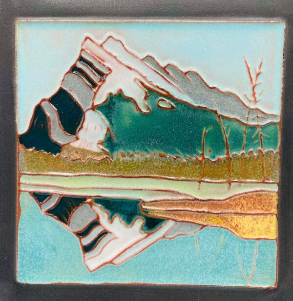 Handmade "Mount Rundle" Ceramic Art Tile Signed Brian McArthur and Dawn Detarando