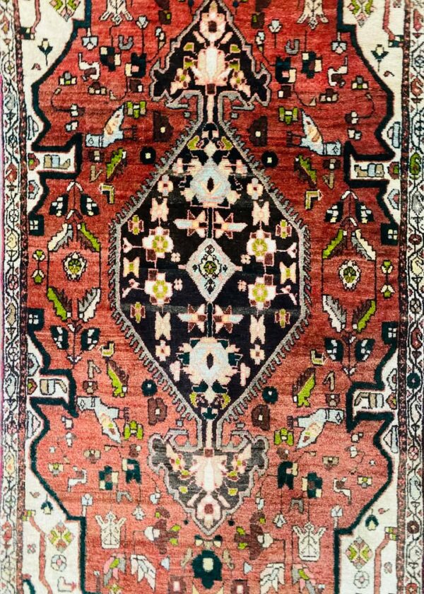 Origin "Bijar" Persian Rug Hand Knotted Natural Dyes with Geometric Patterns 6'8" X 2'8"