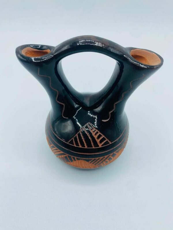 Signed "JID" Native American Navajo Etched Pottery Wedding Vase