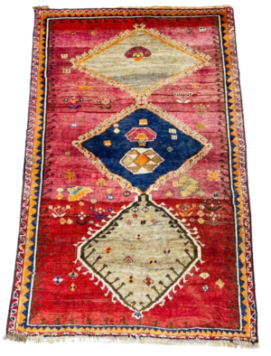 Origin "Shiraz" Persian Tribal Rug Hand Knotted Natural Dyes with Geometric Patterns 5'1" X 3'5"