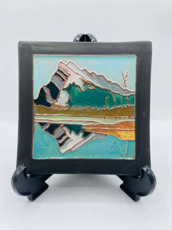 Handmade "Mount Rundle" Ceramic Art Tile Signed Brian McArthur and Dawn Detarando